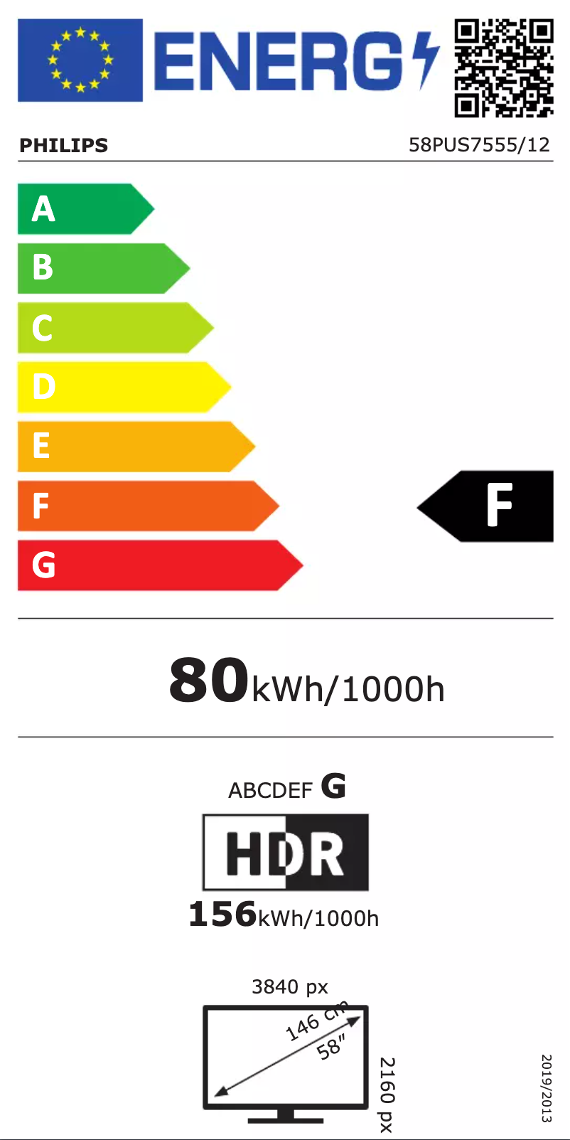 Page n°1 - Label énergétique Philips 58PUS7555