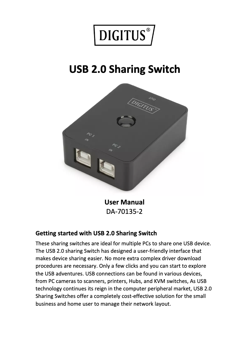 Page 1 de la notice Manuel utilisateur Digitus DA-70135-2