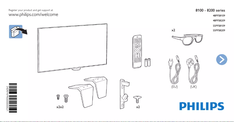 Page 1 of the manual Quick Start Guide Philips 55PFS8109