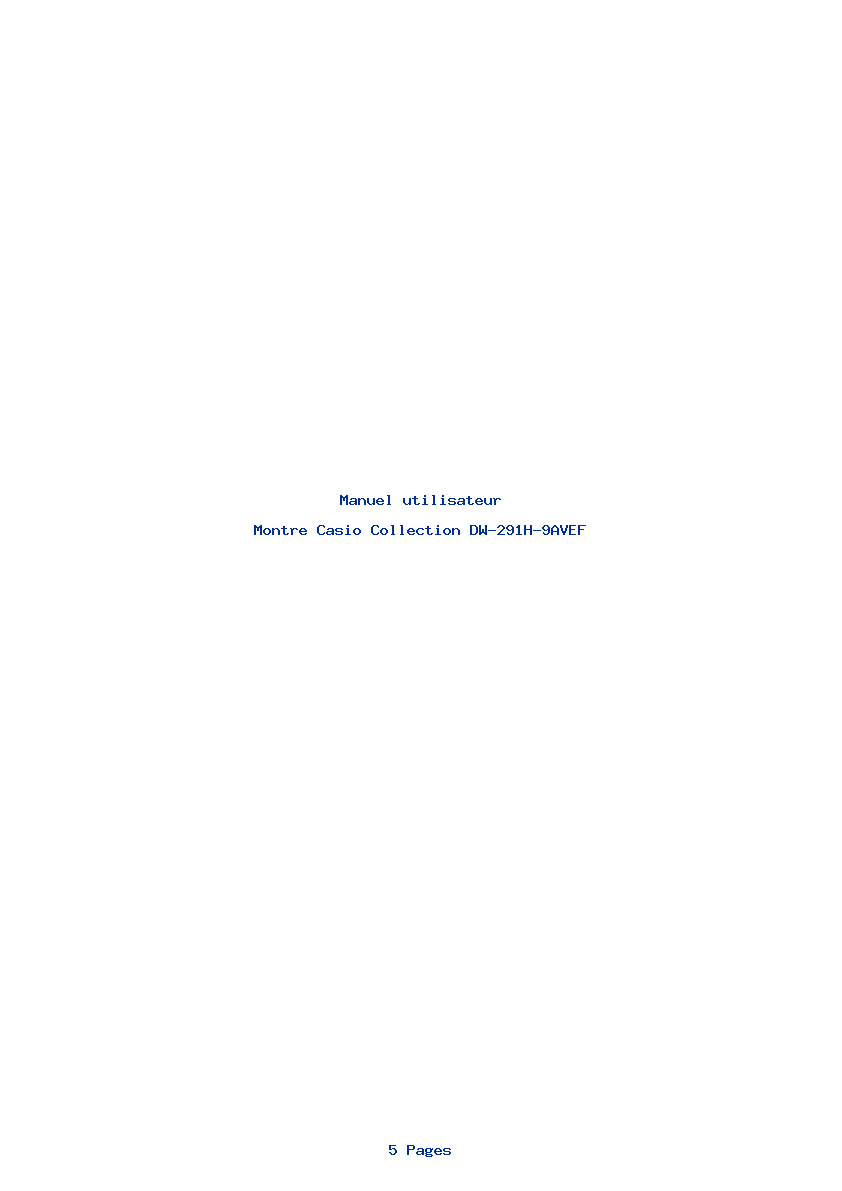 Page 1 de la notice Manuel utilisateur Casio Collection DW-291H-9AVEF