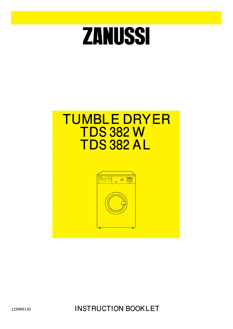 Page 1 de la notice Manuel utilisateur Zanussi TDS 382 W