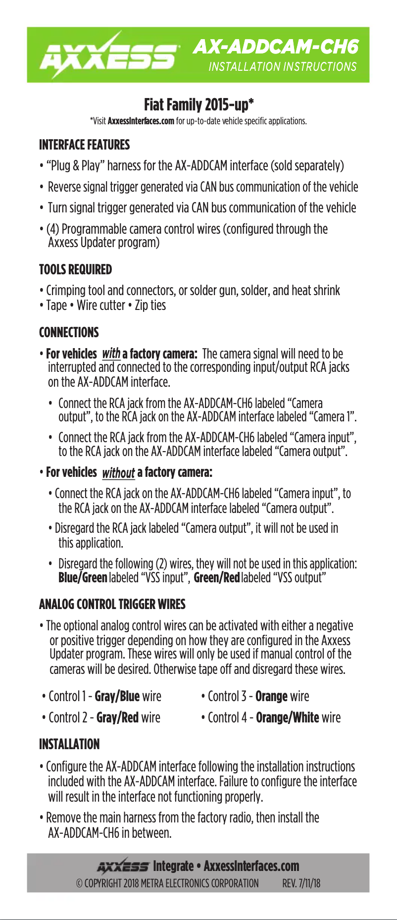 Page 1 de la notice Manuel utilisateur AXESS AX-ADDCAM-CH6