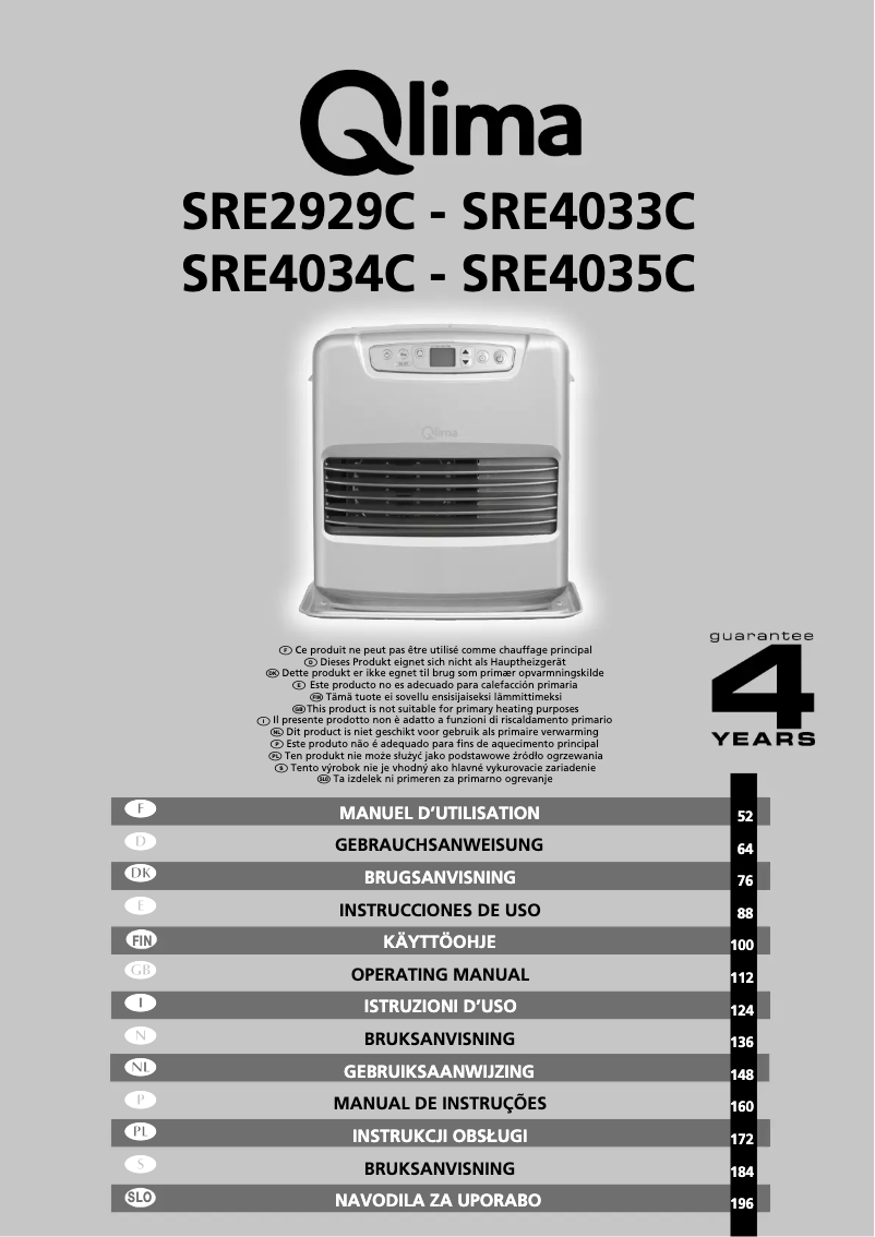 Page 1 de la notice Manuel utilisateur Qlima SRE4035C