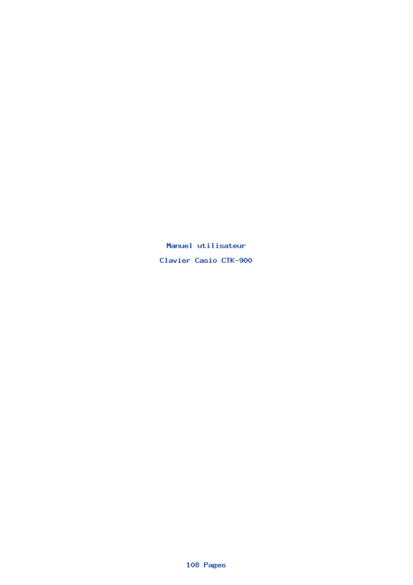 Page 1 de la notice Manuel utilisateur Casio CTK-900