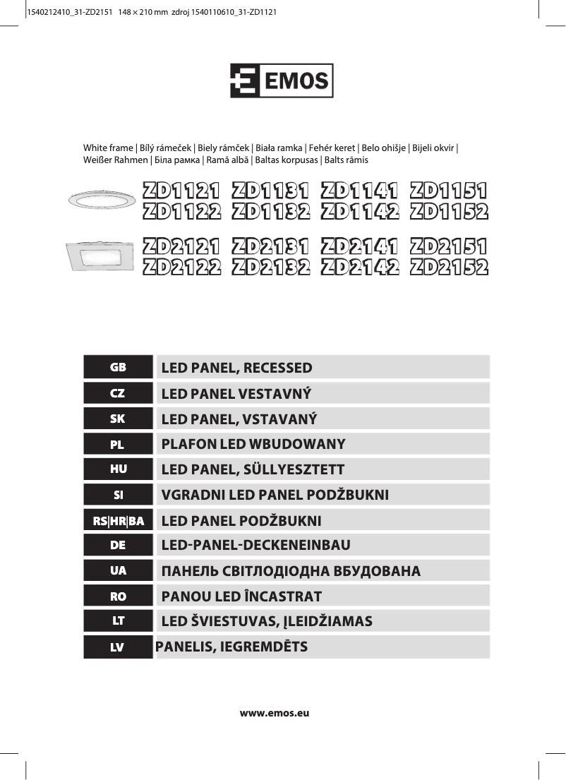 Page 1 de la notice Manuel utilisateur Emos ZD2151