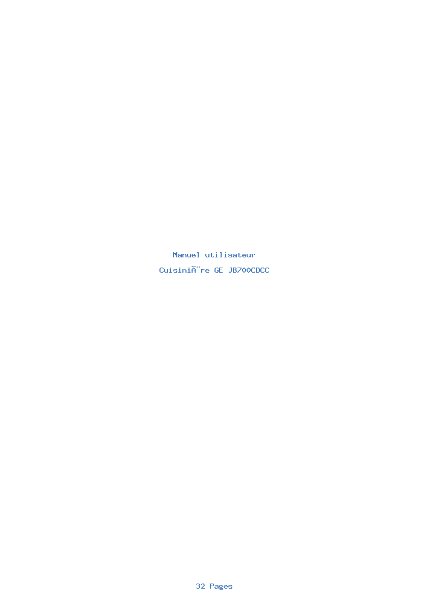 Image de la première page du manuel de l'appareil JB700CDCC