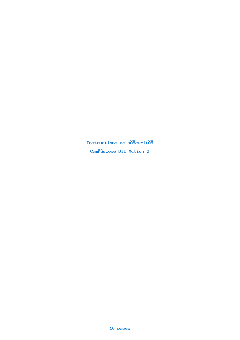 Page 1 de la notice Instructions de sécurité DJI Action 2