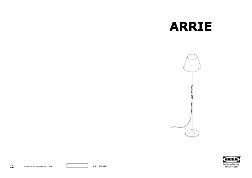 Page 1 de la notice Manuel utilisateur Ikea ARRIE