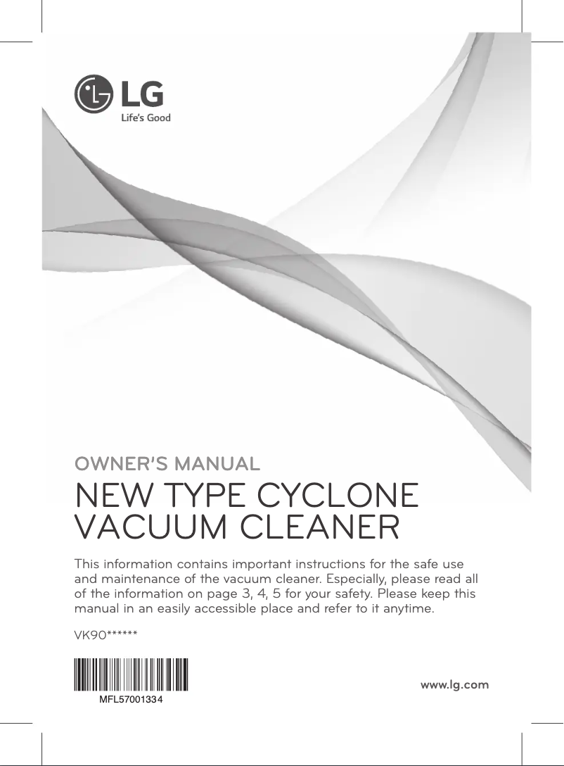 Page 1 de la notice Manuel utilisateur LG VK9020GHAU