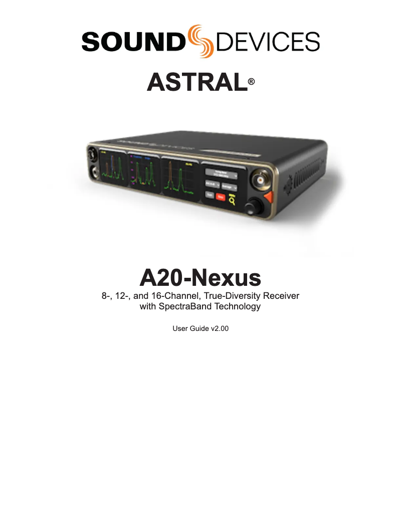 Page 1 de la notice Manuel utilisateur Sound Devices A20-Nexus