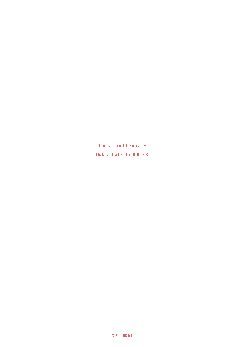 Page 1 de la notice Manuel utilisateur Pelgrim BSK760