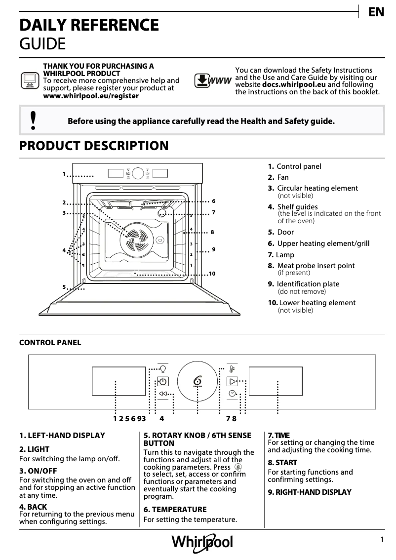 Page 1 of the manual Use and Maintenance Manual Whirlpool AKZ9 7891 IX