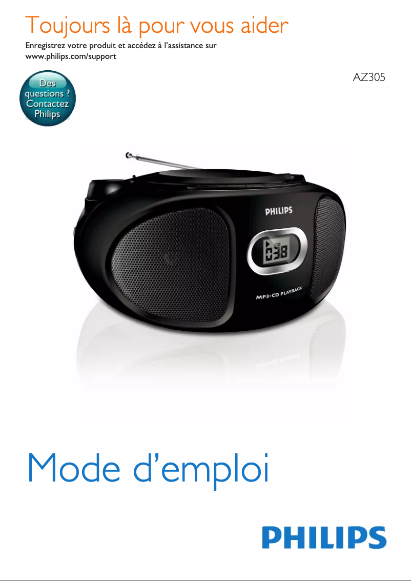 Page 1 de la notice Manuel utilisateur Philips AZ305