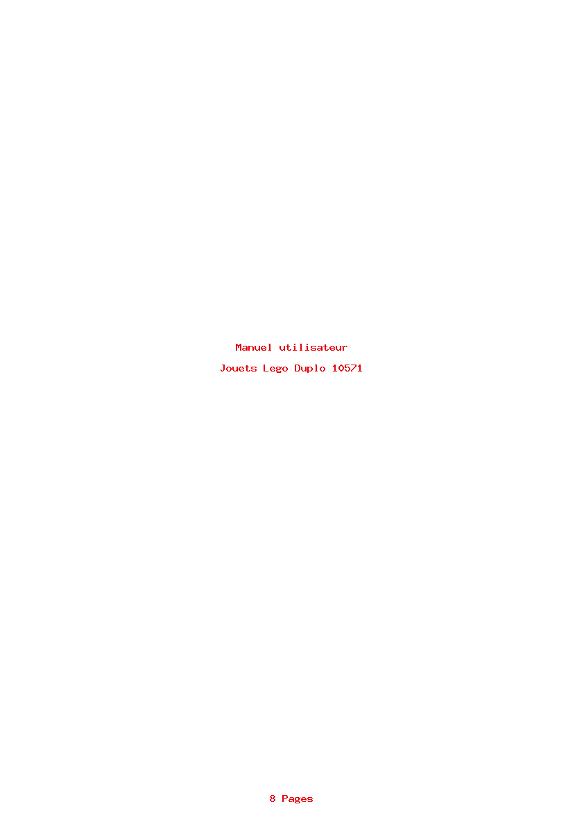 Page 1 de la notice Manuel utilisateur Lego Duplo 10571