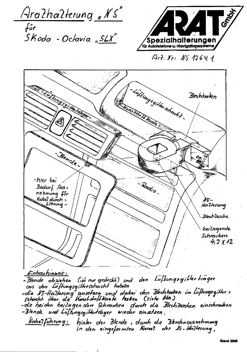 Page 1 de la notice Manuel utilisateur Arat NS1264.1
