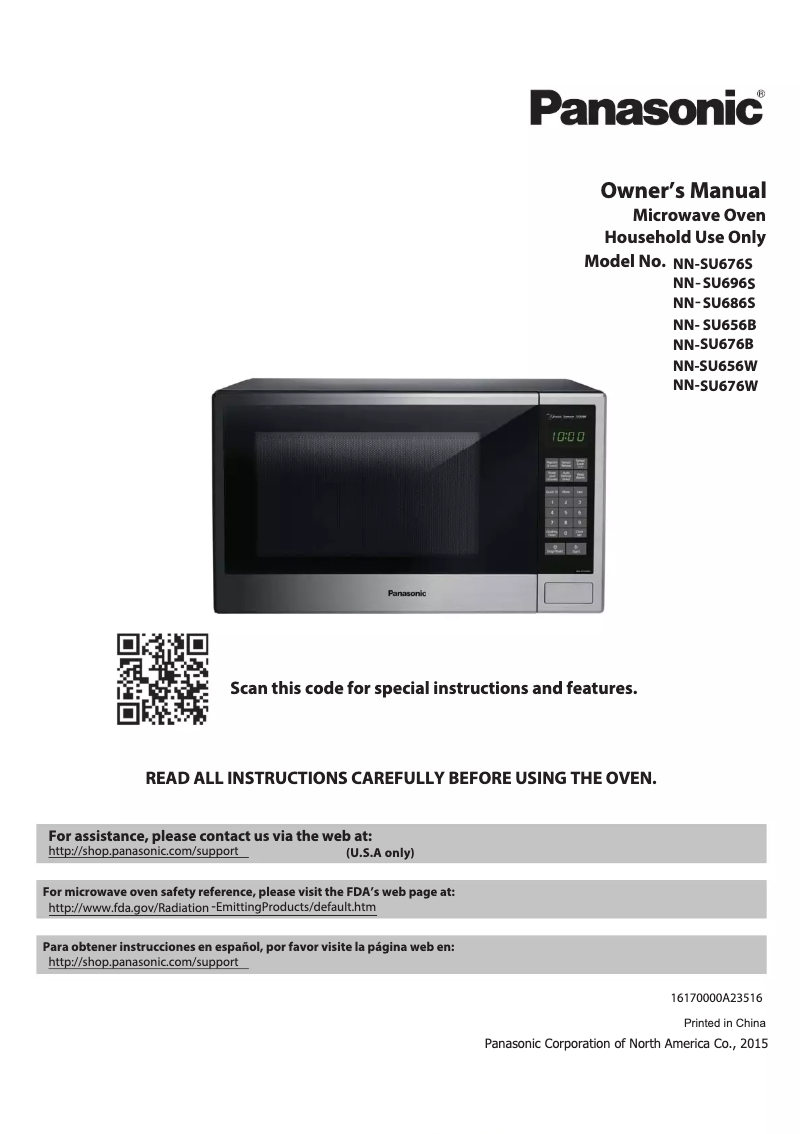 Page 1 de la notice Manuel utilisateur Panasonic NN-SU676
