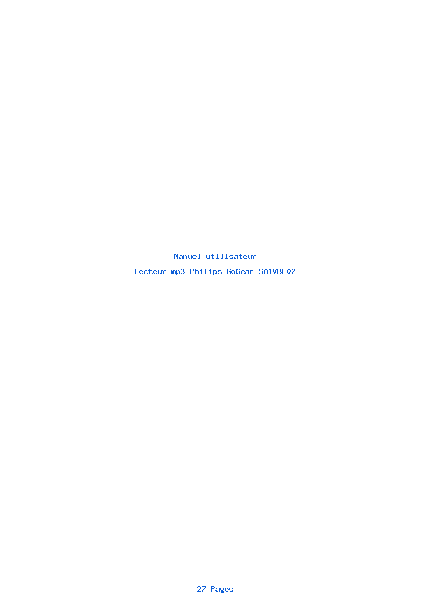 Page 1 de la notice Manuel utilisateur Philips GoGear SA1VBE02