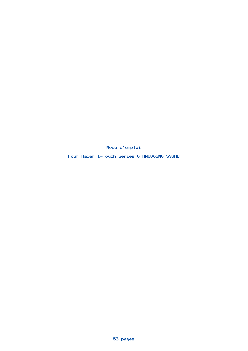 Page 1 de la notice Mode d'emploi Haier I-Touch Series 6 HWO60SM6TS9BHD