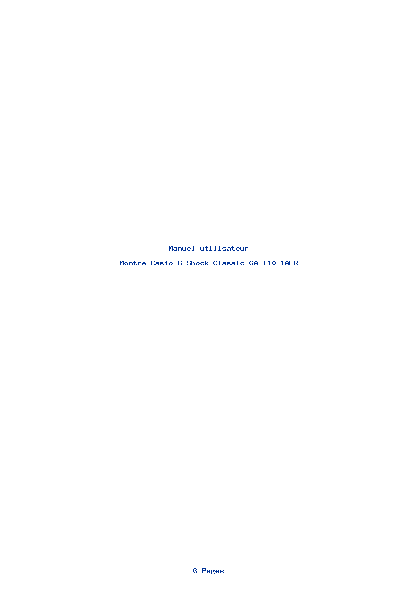 Page 1 de la notice Manuel utilisateur Casio G-Shock Classic GA-110-1AER