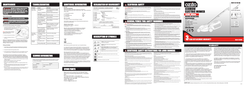 Page 1 de la notice Manuel utilisateur Ozito ELM-1230U