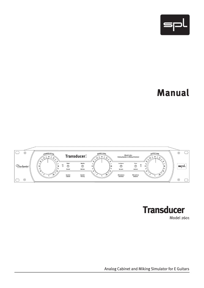 Page 1 de la notice Manuel utilisateur SPL Transducer 2601