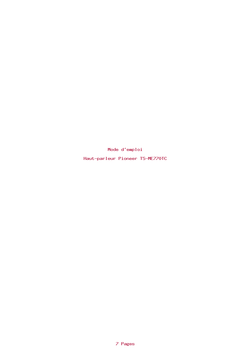 Page 1 de la notice Mode d'emploi Pioneer TS-ME770TC