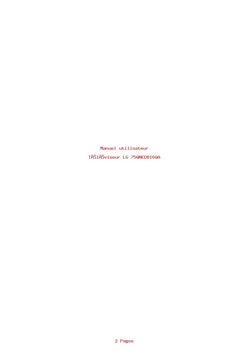 Page 1 de la notice Manuel utilisateur LG 75QNED816QA