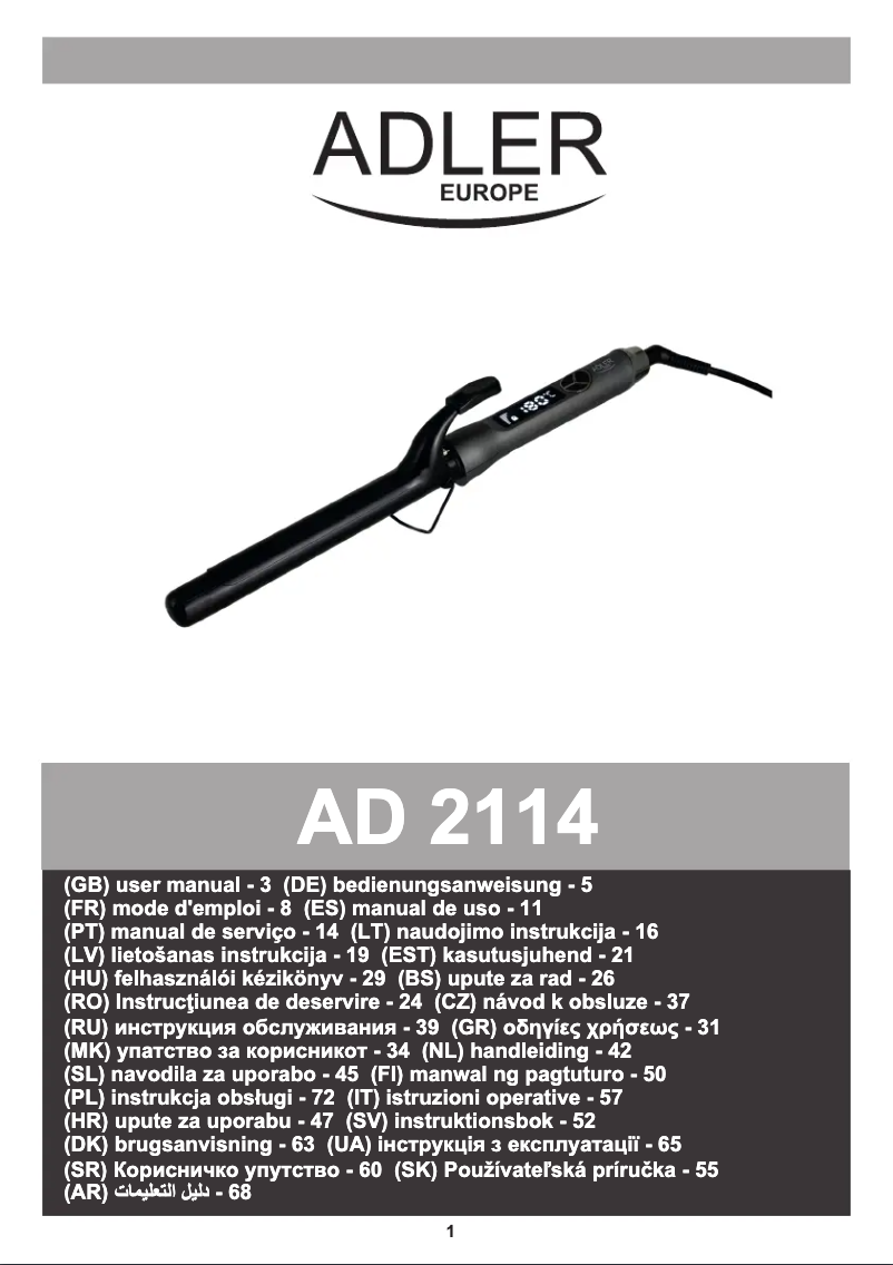 Page 1 de la notice Manuel utilisateur Adler AD 2114