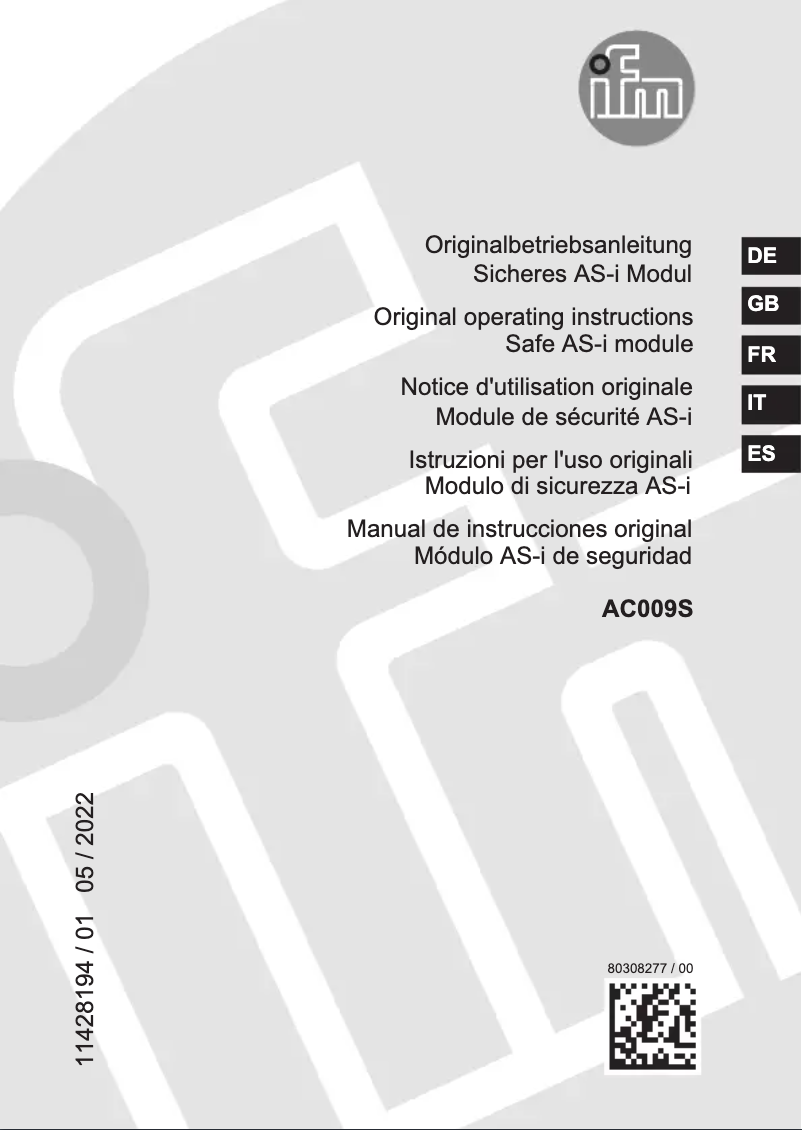 Página 1 del manual Manual de usuario IFM AC009S