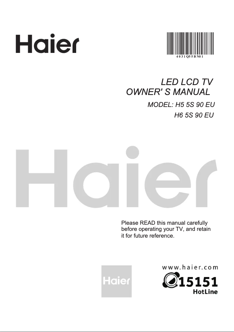 Page 1 of the manual User Manual Haier H65S90EU