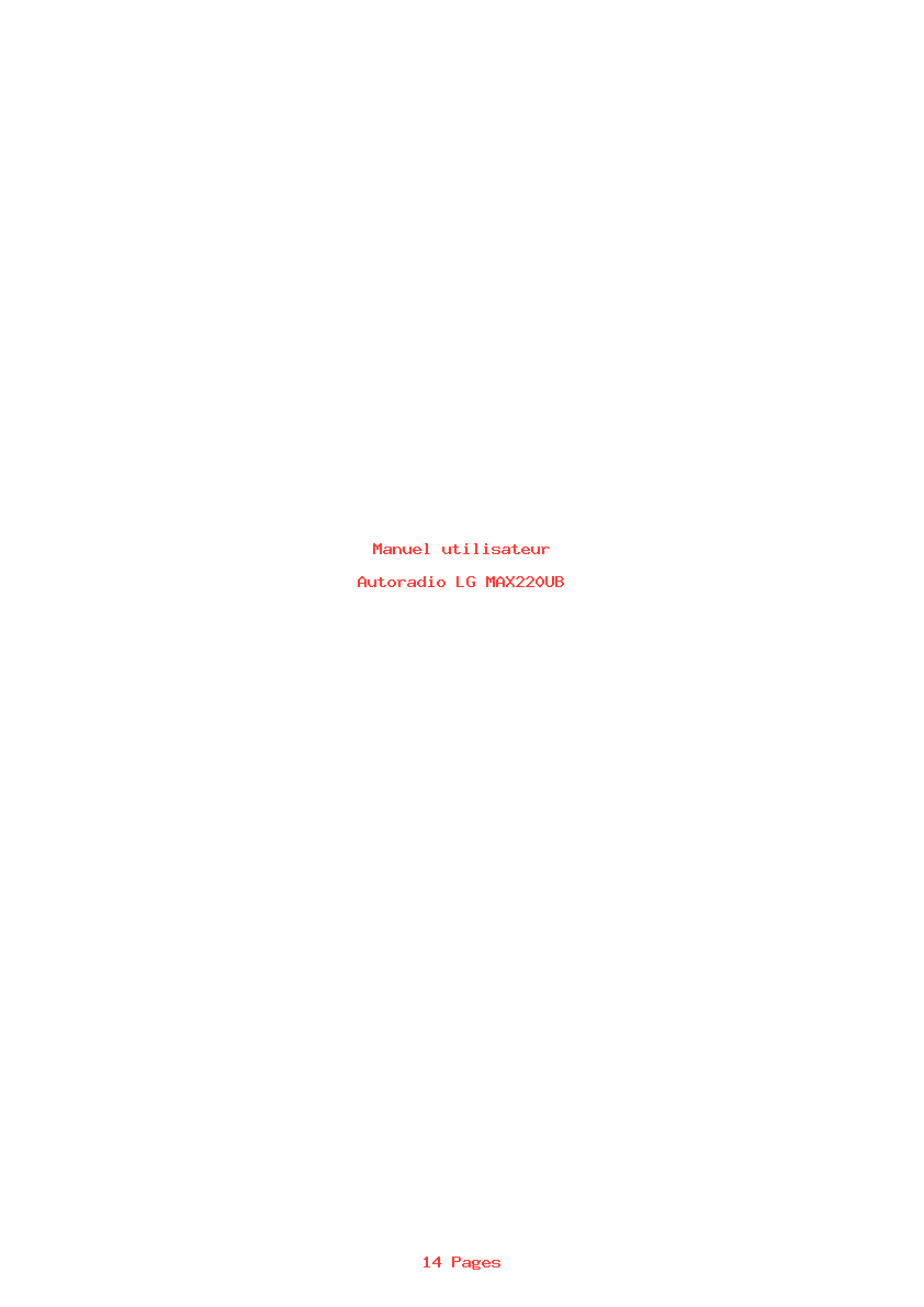 Page 1 de la notice Manuel utilisateur LG MAX220UB