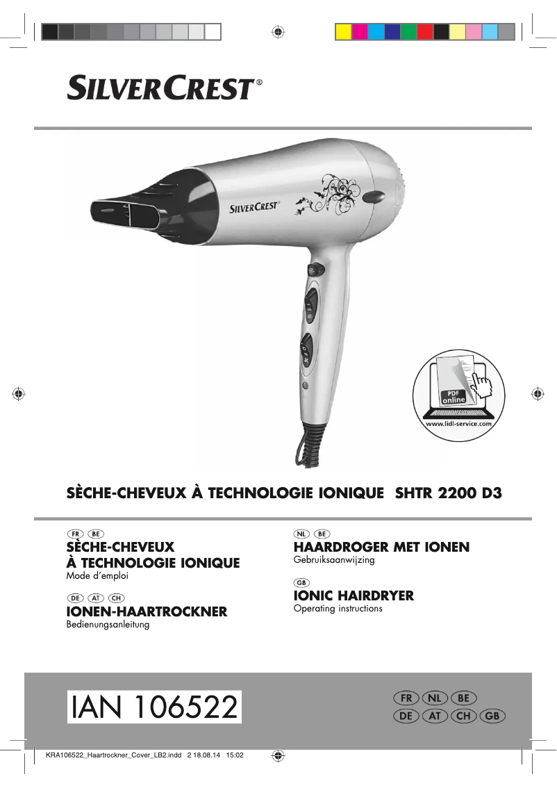 Page 1 de la notice Manuel utilisateur SilverCrest SHTR 2200 D3