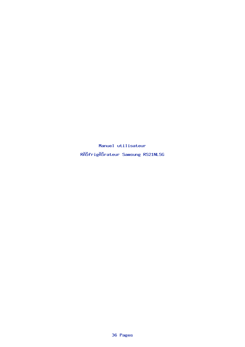 Page 1 de la notice Manuel utilisateur Samsung RS21NLSG