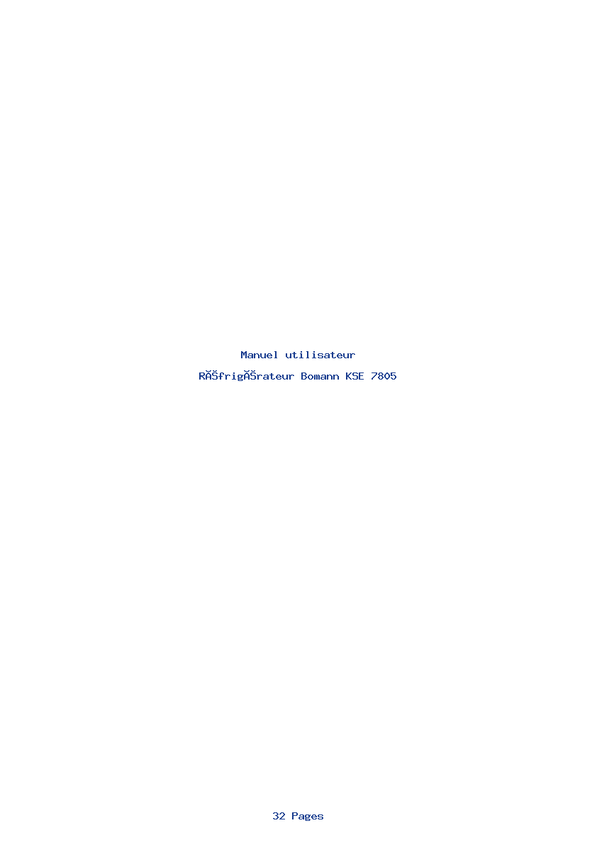 Page 1 de la notice Manuel utilisateur Bomann KSE 7805