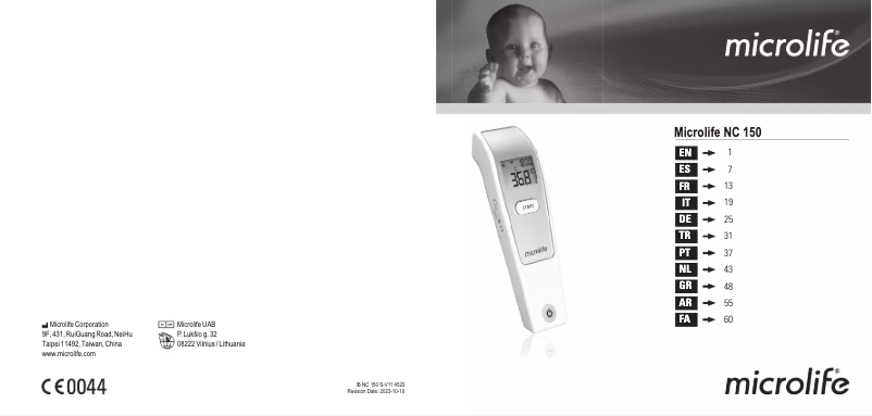 Page 1 de la notice Manuel utilisateur Microlife NC 150