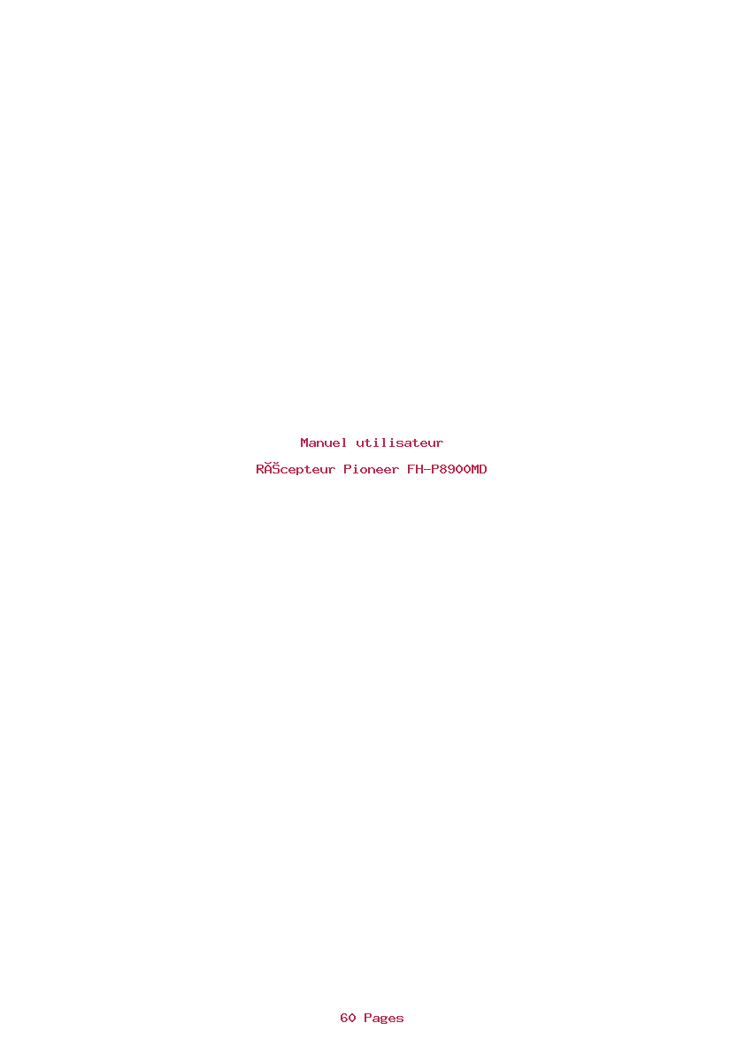 Page 1 de la notice Manuel utilisateur Pioneer FH-P8900MD