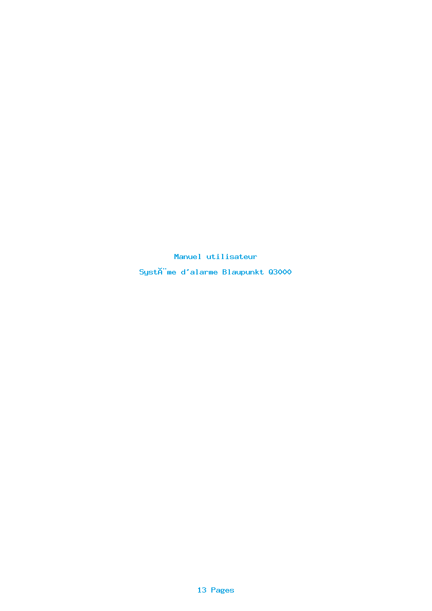 Page 1 de la notice Manuel utilisateur Blaupunkt Q3000