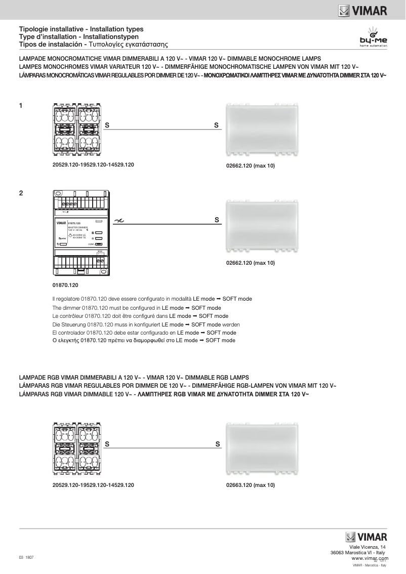 Page 1 de la notice Guide d'installation Vimar 16604.120.B