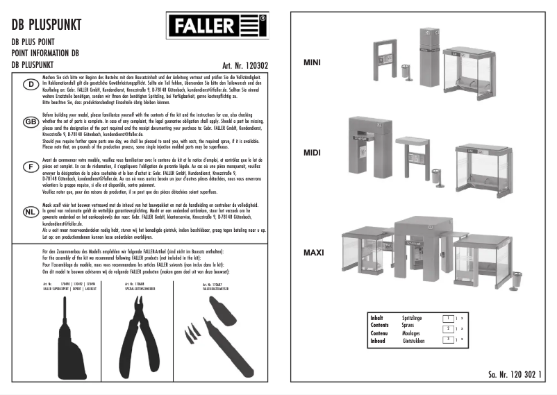 Page 1 de la notice Manuel utilisateur Faller 120302