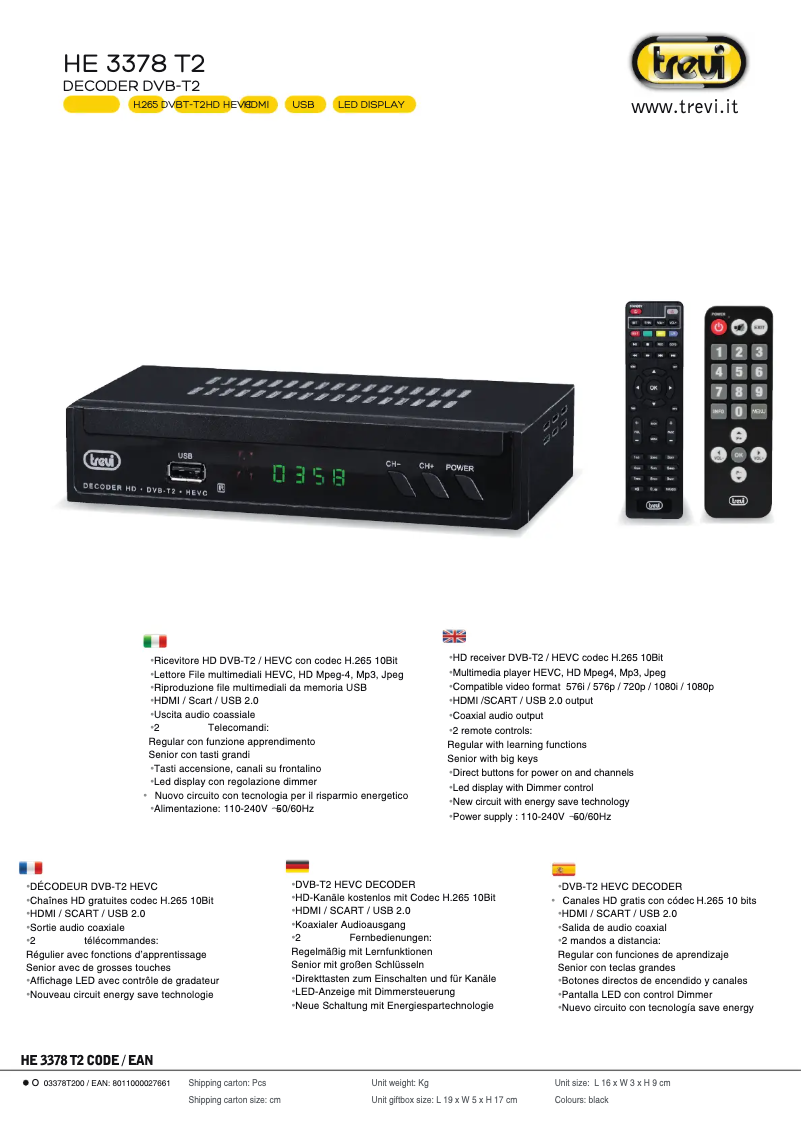 Page 1 de la notice Manuel utilisateur Trevi HE 3378 T2