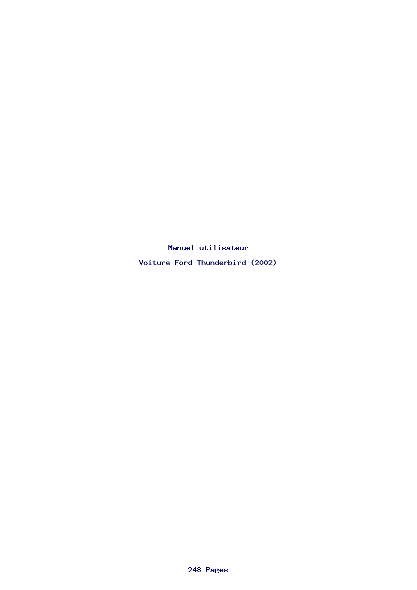 Page 1 de la notice Manuel utilisateur Ford Thunderbird (2002)