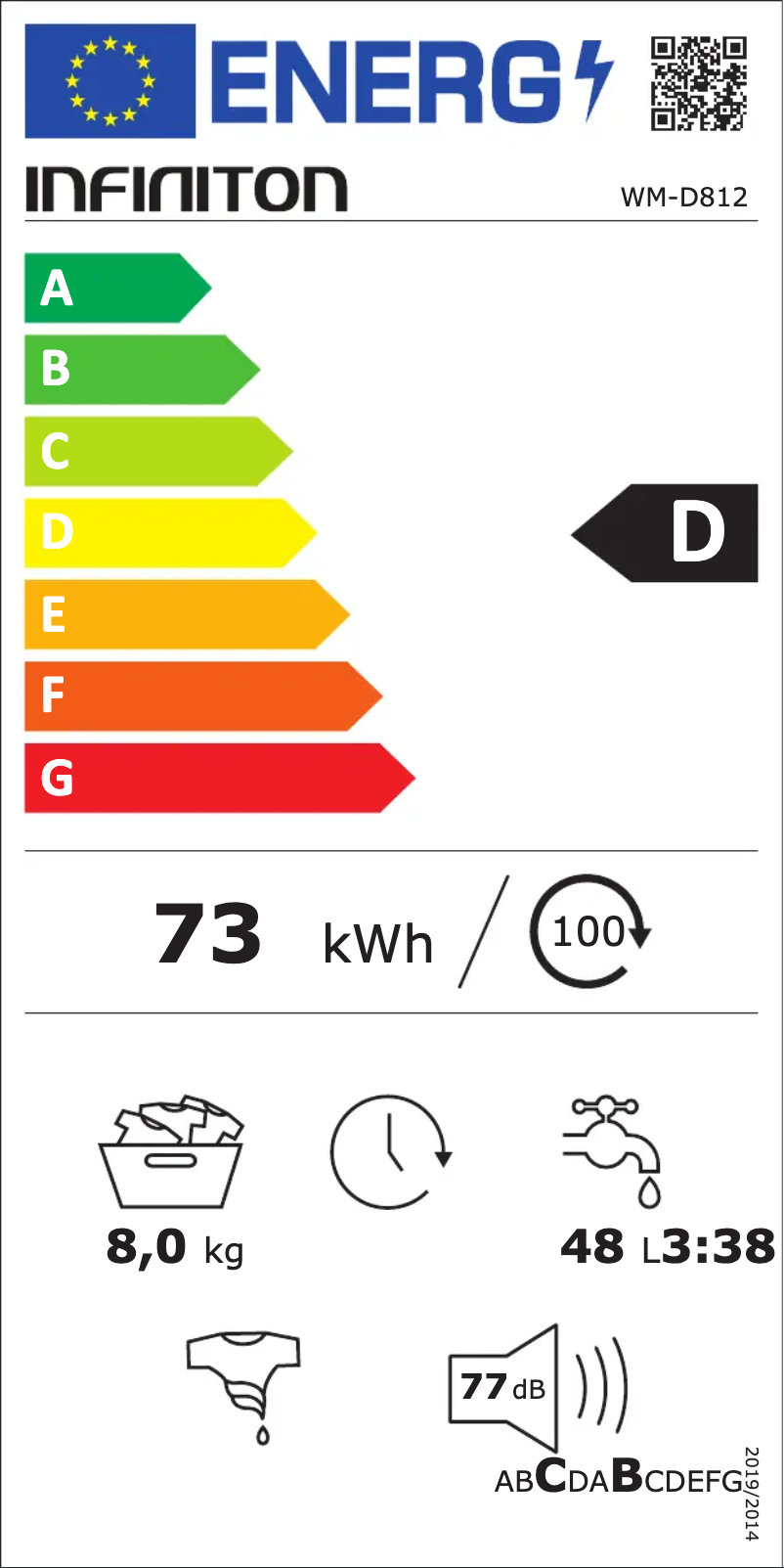 Page 1 de la notice Label énergétique Infiniton WM-D812
