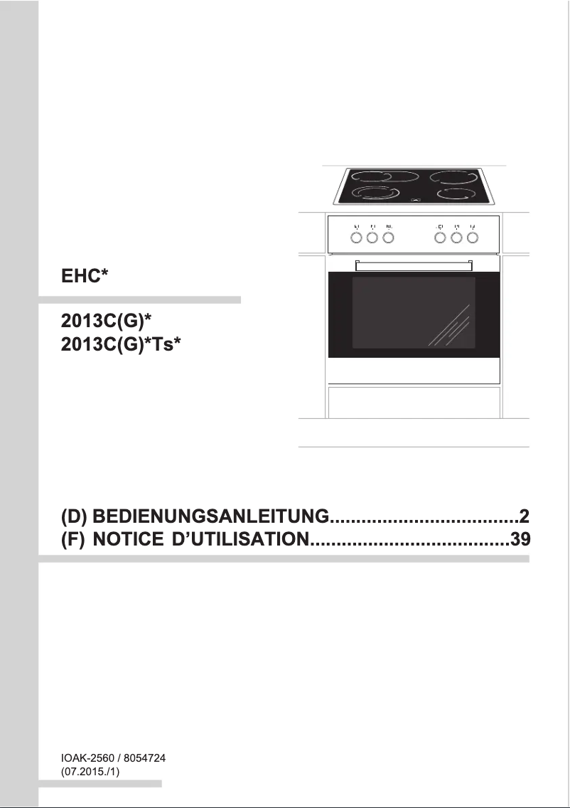 Page 1 de la notice Manuel utilisateur Amica EHC 12586 E