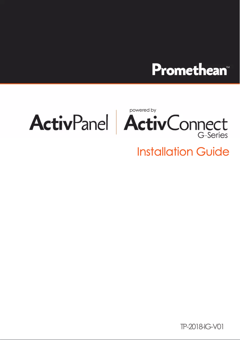 Page 1 of the manual User Manual Promethean ActivPanel AP4-70E