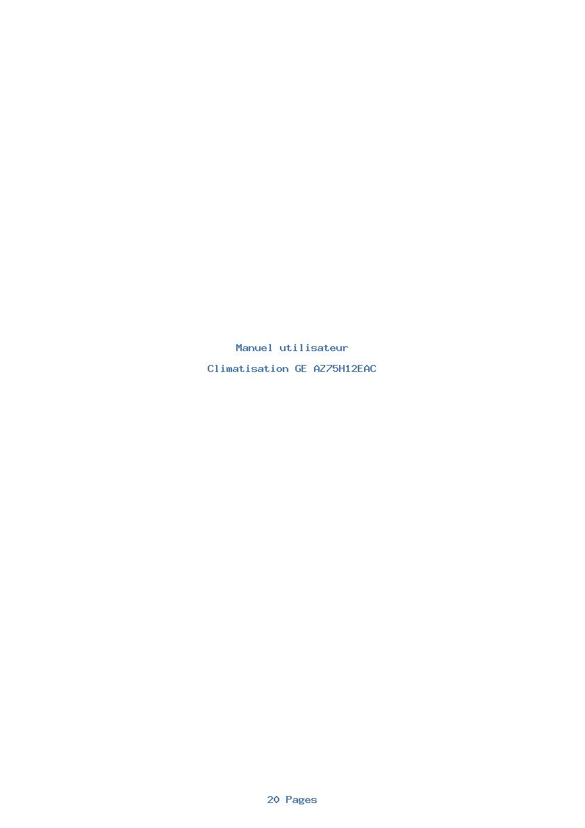 Page 1 de la notice Manuel utilisateur GE AZ75H12EAC