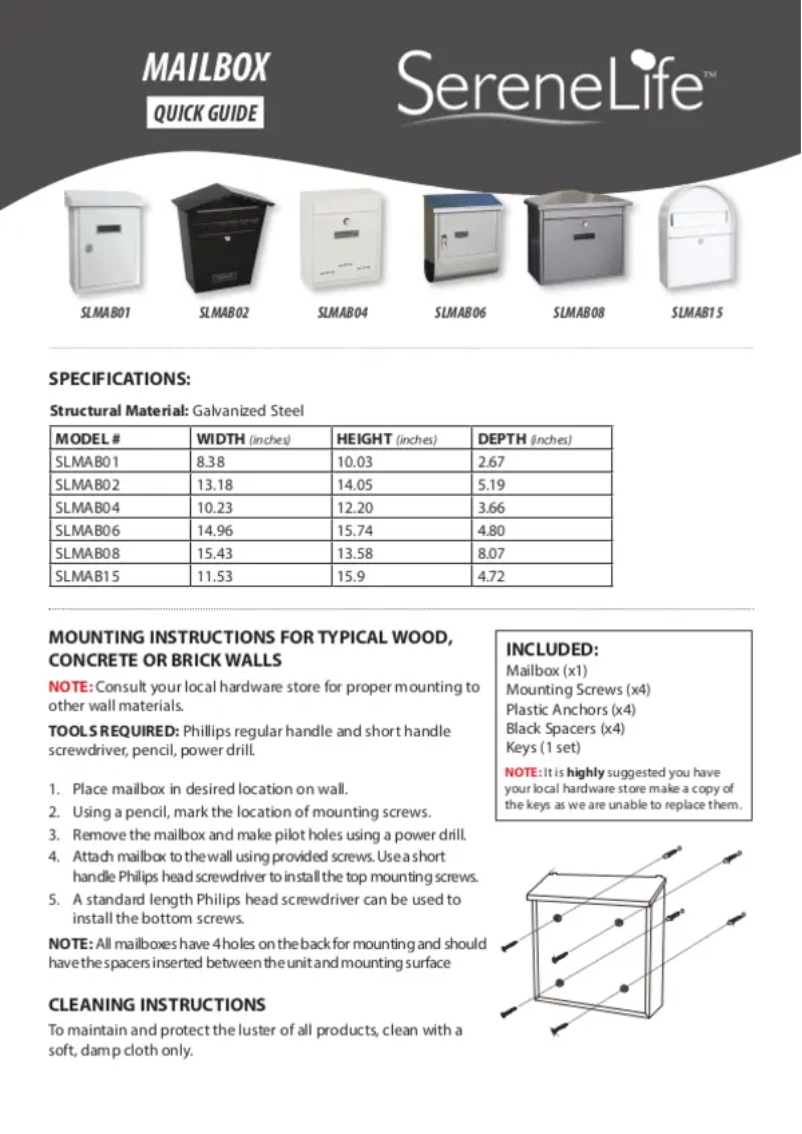 Page 1 de la notice Manuel utilisateur SereneLife SLMAB08