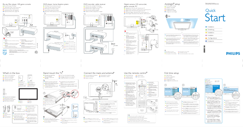 Page n°1 - Guide de démarrage rapide Philips 32PFL7803S