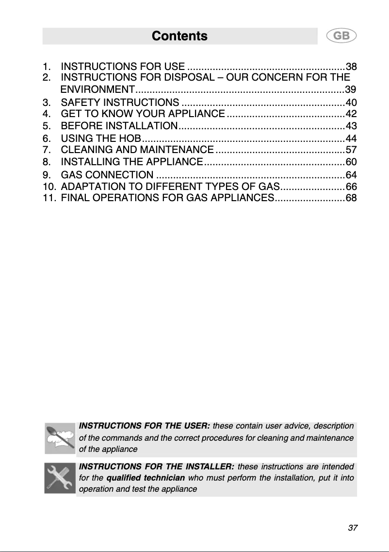 Page 1 de la notice Manuel utilisateur Smeg PDXS31RNL