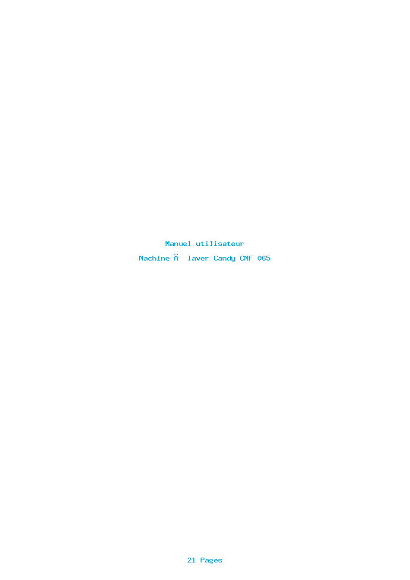 Page 1 de la notice Manuel utilisateur Candy CMF 065