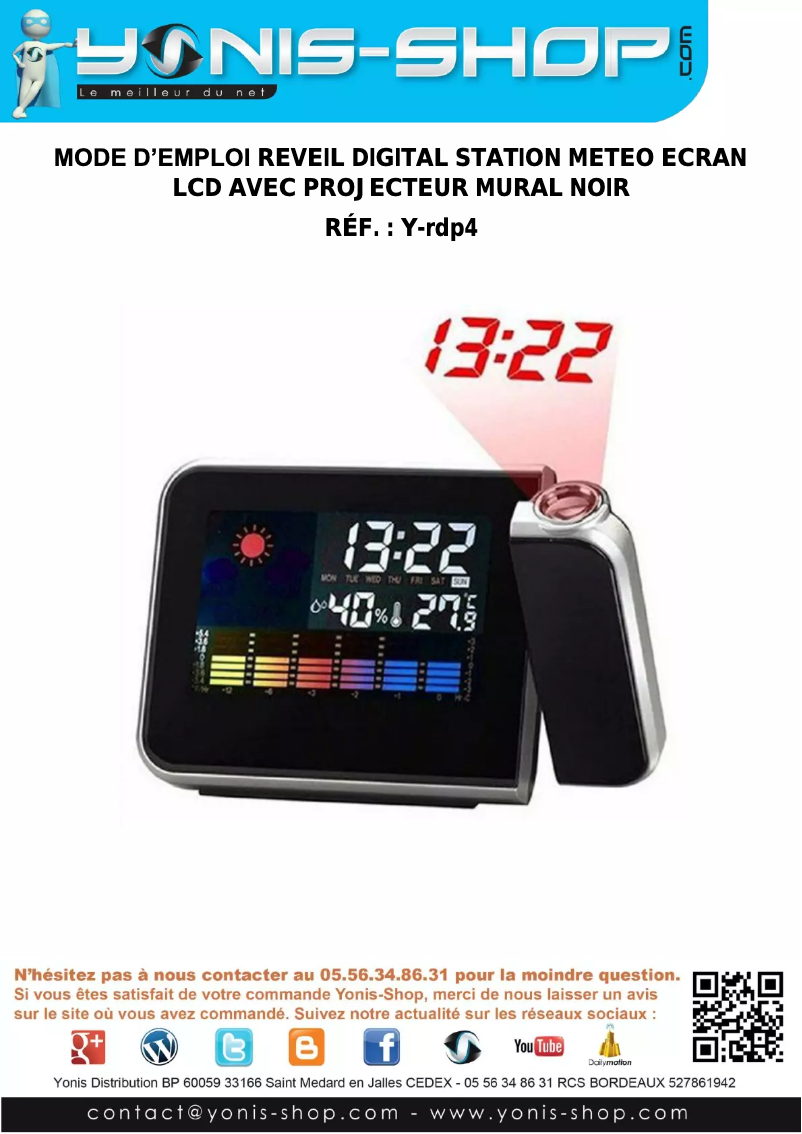 Page 1 de la notice Manuel utilisateur Yonis Y-rdp4